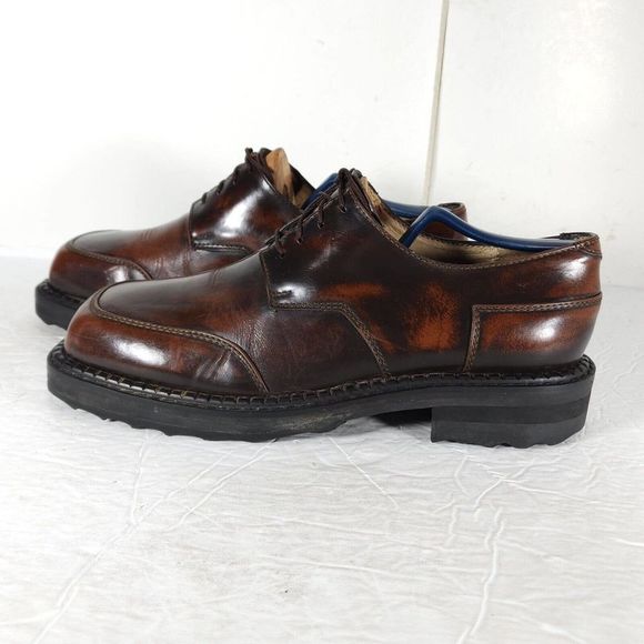 John Fluevog Men's VTG 240 Wagons US9,5/10 Brown Leather Square Toe Oxfords - Picture 2 of 14